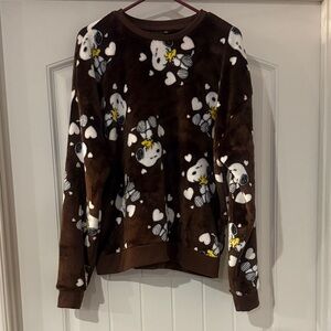 Peanuts Snoopy Charlie Brown Heart Print Soft fleece Sweatshirt Womens X Large